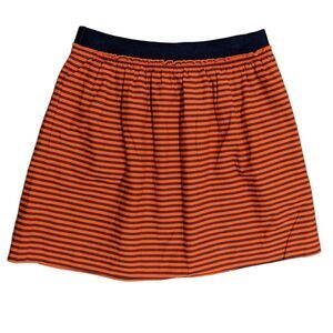 J. Crew Skirt Women Size 0 Orange Black Stripes Cotton # 41674‎ NWT MSRP $59.50